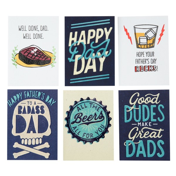 Hallmark Studio Ink Funny Father's Day Card Assortment for Friends, Family, and Dad (6 Cards with Envelopes)