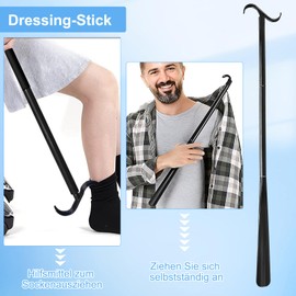 Schuhlöffel Extra lang - 3-in-1 Schuhanzieher, anziehhilfe & Sockenanziehhilfe für Herren, Damen, Senioren zum an- und Ausziehen von Schuhen