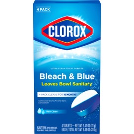 Clorox Ultra Clean Toilet Tablets Bleach & Blue, Rain Clean,  Ct (Package May Vary)
