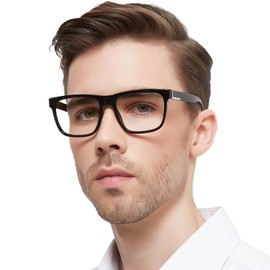 OCCI CHIARI Large Square Reading Glasses for Men 6.0 Strength Stylish Design Readers 1.00 1.50 2.00 2.50 3.00 3.50 4.00 5.00 6.00 (Black)