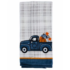 Harvest Collection Autumn Fall Themed Printed Kitchen Towel Set of 2 (Blue Pumpkin Truck)