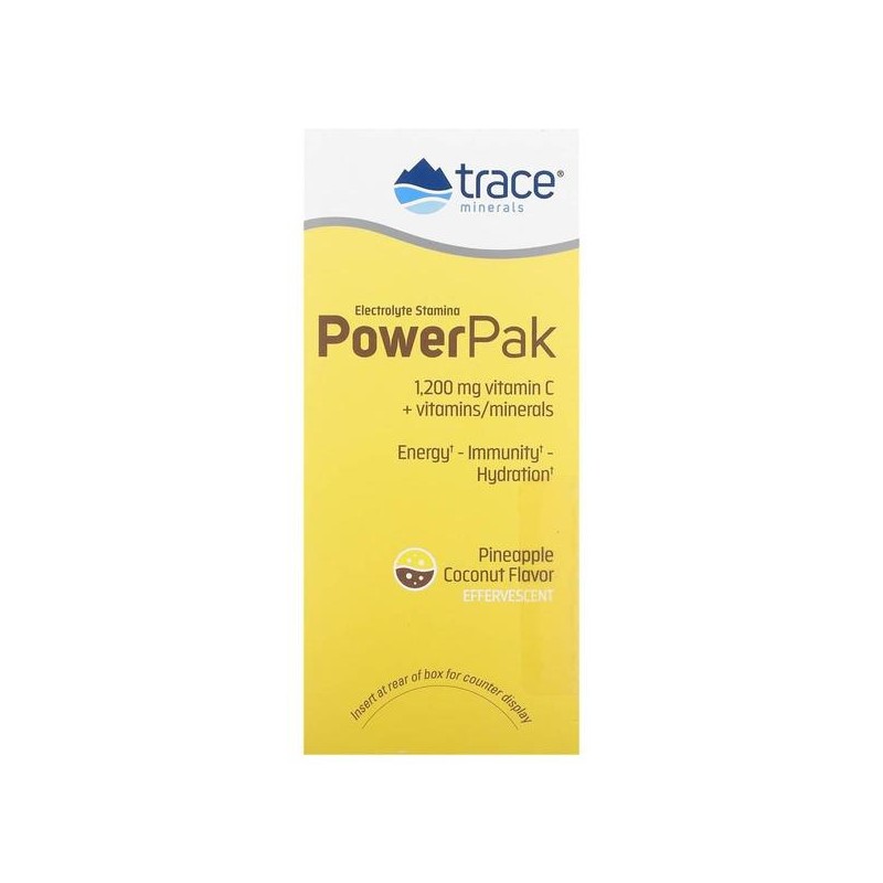 미국직구 Trace Minerals 트레이스미네랄 파워팩 1200mg 비타민C 파인애플 코코넛맛 6.1g