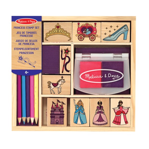 Melissa & Doug Princess Wooden Stamps for Kids Colouring Sets for Children Age 4 | Princess Toys for Girls or Boys | Princess Gifts for 4 Year Olds Kids Craft Set | Arts and Crafts for Kids Age 4 5 6
