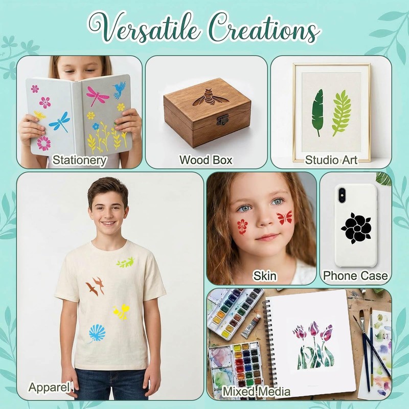 100 PCS Flower Stencils for Painting Stencils for Crafts Reusable