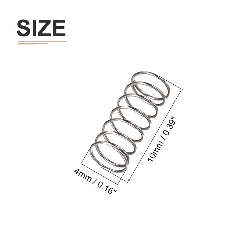 DTGN 0.3x4x10mm(DxODxL) Compression Spring - 30Pack - Good for Machinery