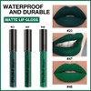 evpct 3Pcs Dark Deep Forest Green Shimmer Matte Liquid Lipstick