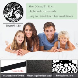 Pduoduo 30cm Black Metal Tree of Life Wall Decor Silhouette Art(with dog) for Gift Present Indoor Outdoor Garden Home Decoration (11.8inch)