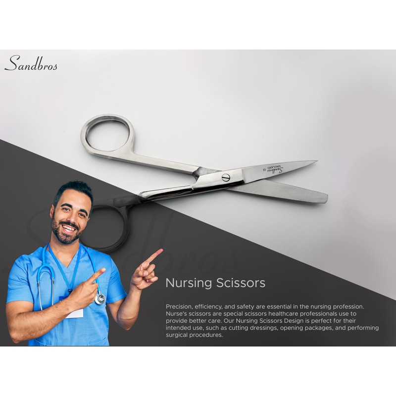 Nursing Scissors with Pocket Clip Dressing Bandage Scissors Sharp/Blunt 13CM
