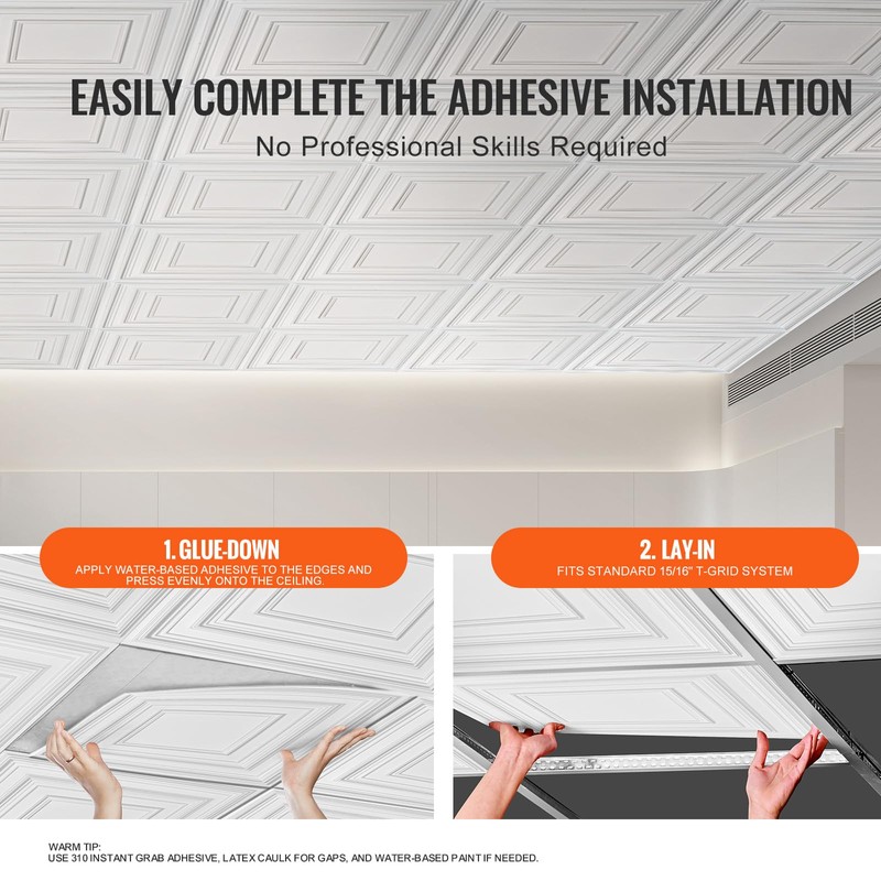 VEVOR 12-Pack 24 x 24 in Drop Ceiling Tiles -