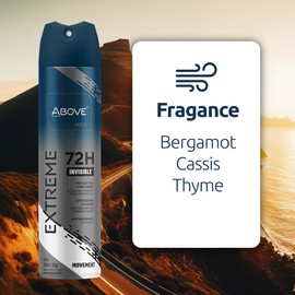 ABOVE Mens Deodorant Antiperspirant, 72 Hours (Extreme Men Movement) -Protects Against Sweat & Body Odor - Dry, No Stain & Moisturizing Instant Freshness - Deodorant Spray, Alcohol Free - 3.17 oz