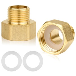 Pack of 2 Reducers 1/2 Inch to 3/4 Inch, Reducer Extension 1/2 Inch Outer x 3/4 Inch Inner Made of Brass, AG/IG Reducer with Rubber Seal, Adapter for Conversion of Pipe Connections
