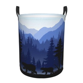 Bear Laundry Basket, 15.7" x 19.6" Waterproof Oxford Cloth Laundry Hamper Funny Foldable Tote Bag with Handles Clothes Storage Bucket Toy Organizer for Bathroom Bedroom