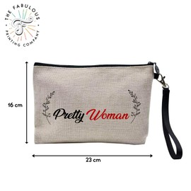 Canvas Bag - Pretty Woman Laurel Wreath Drawing - Linen Look Cosmetic Bag - Purse - 15 x 10 cm, linen, Cosmetic bag