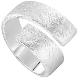 Vinani Solid Band Ring Adjustable Brushed 925 Sterling Silver Ring 2RSS, Silver