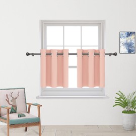 Tier Curtains 24 inch Room Darkening Kitchen Tiers Bathroom Short Curtain Triple Weave Small Cafe Curtains Half Window Treatment Set 2 Panels Grommet Top 24" Pink