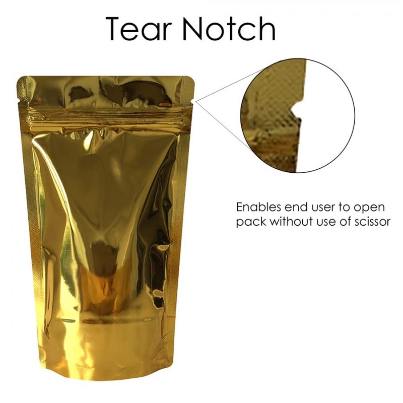 Rightpak Stand Up Pouches 50 Pieces 13cm x 21cm, Gold