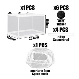 1 x Fish Tank Insulation Net Box, with 1 x Replacement Net, Aquarium Insulation Box, with Suction Cup Insulation Net, Young Fish Hatching Net, Assembled Fish Hatching Box, Breeding Box, Breeding Box