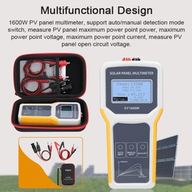 VISLONE Solar DC/AC Power Meter Solar Panel Tester 1600W Photovoltaic Panel Multimeter MPPT Open Circuit Voltage Test Device Maximum Power Point Voltage Current Power Test Meter LCD Display with Backl