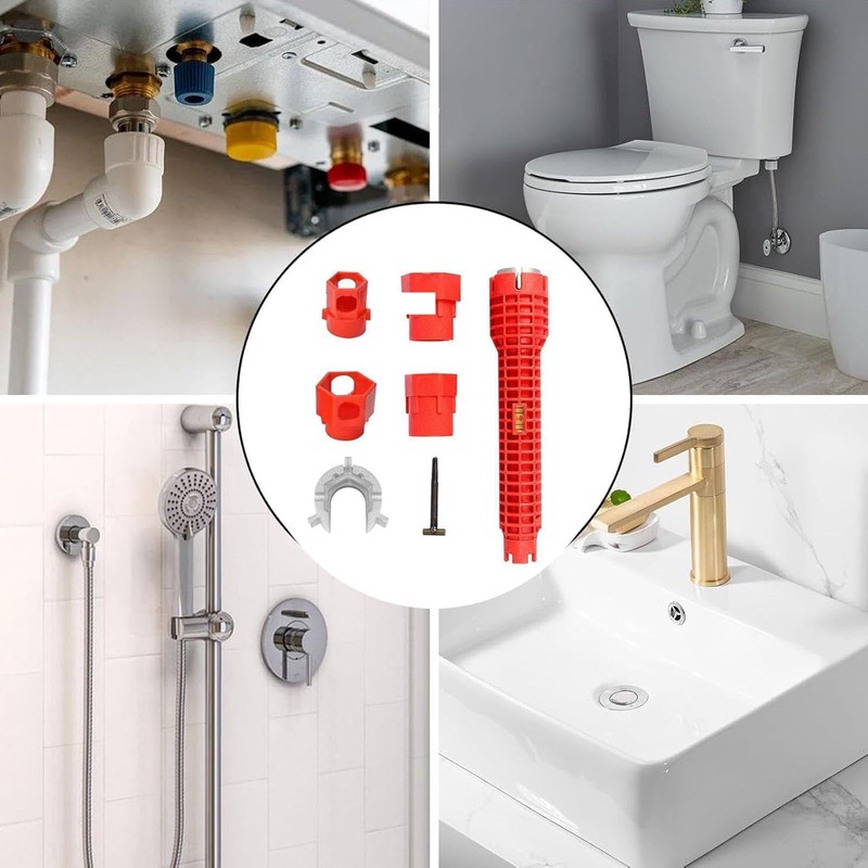 GQunit Tap Spanner Tool, 14-in-1 Multi-Functional Faucet Wrench, Comfortable Grip,Tools