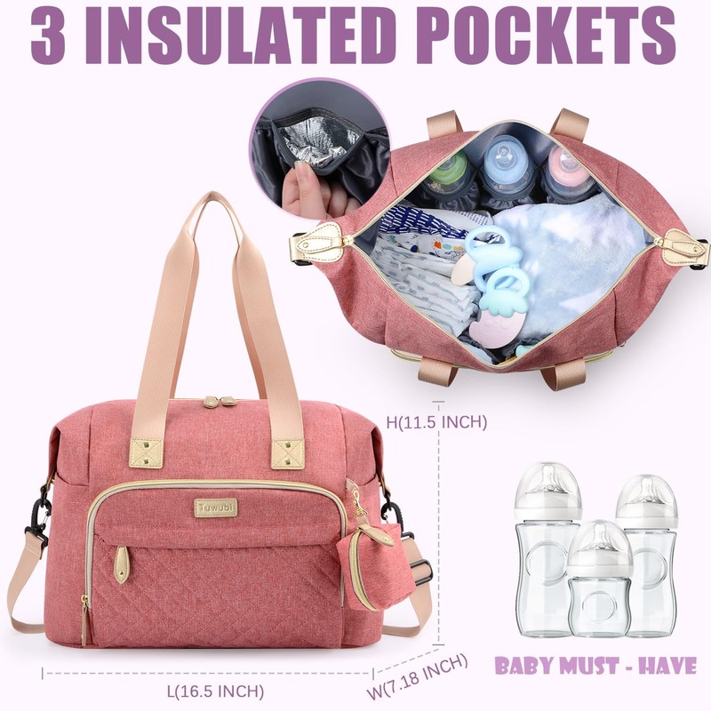 Tuwubi Diaper Bag Tote,Diaper Bag backpack with Pacifier Case Large
