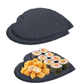 Slate Plates, Slate Plate, Serving Plate, Slate Board for Labelling, Stone Plate, Slate Plate, 20 x 20 cm, for Sushi, Serving Plate for Cheese, Table Decoration
