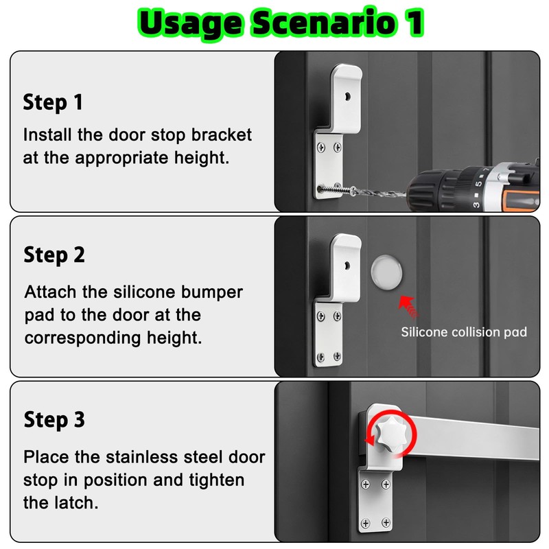 38" Stainless Steel Door Security Bar, Fits Doors 33"-36" Wide