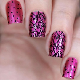 EYZOTSF Press on Nails Square Shaped Acrylic Full Cover Short Length Square False Nails with Love Heart Designs Artificial Fake Nails Glue ons Fingernails for Women Girls(A70412)