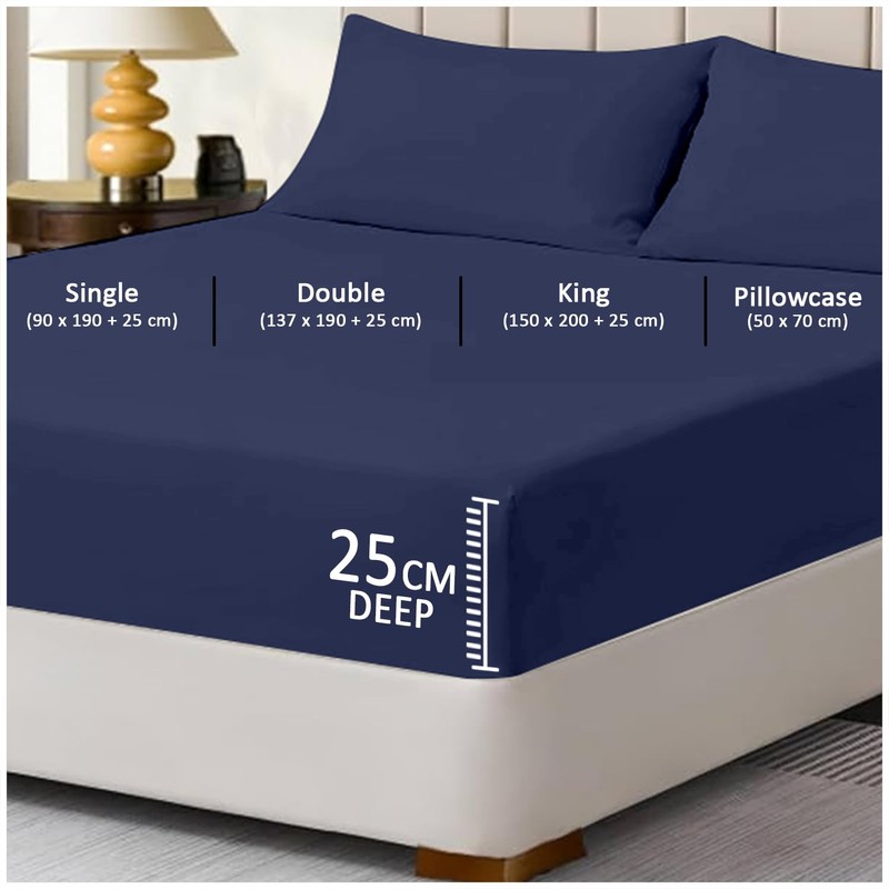 Fitted Sheet King Size (25cm) Deep Pocket - Microfiber Bed