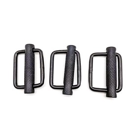 2Pcs Marine Grade Stainless Steel 316 Flat Slide Buckle, Slides Metal Adjustable Belt Buckles Rectangle Strap Adjuster Suspender Strap Slider Belt Adjuster Sliders for Purse Bag Backpack (M, Black)