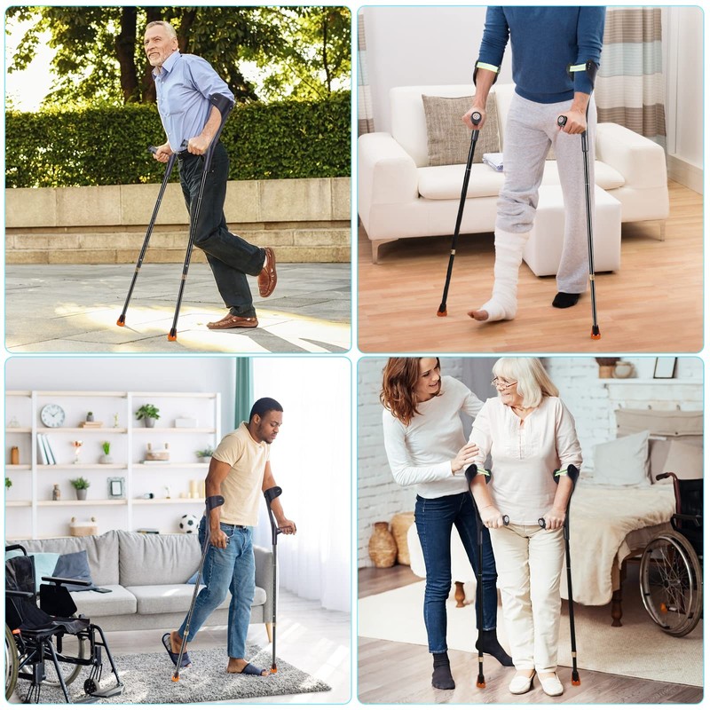 Antdvao Forearm Crutches Pair, Folding Forearm Crutches Lightweight Adjustable，with Rubber