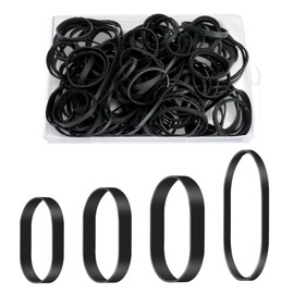 Pack of 100 Strong Rubber Bands, Black Wide, 4 Sizes of Tactical Rubber Bands with Box, Reusable Household Rubber Rings for Home, School, Office and Industry (5/6/8/12 cm)