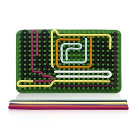 Sensory Activity Board, Reversible Design Children's Busy Board, Travel Activities for 3+ & Adult Children ADHD & Autism Quiet No Clutter Toy Gift with 10 Strings Green