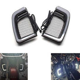 MZS Motorcycle LED Fairing Lower Grills Turn Signals Running Light Accessories Compatible With Road Glide Tri Electra Street Glide Ultra Limited Touring 2014-2024