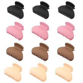 12Pcs Hair Clips Mini Claw Hair Clips Small Hair Claw Clips Nonslip Hair Clamps Claw Hair Accessories Hair Styling Butterfly Hair Clamp Rectangle Hair Clips for Women Girl's Hair