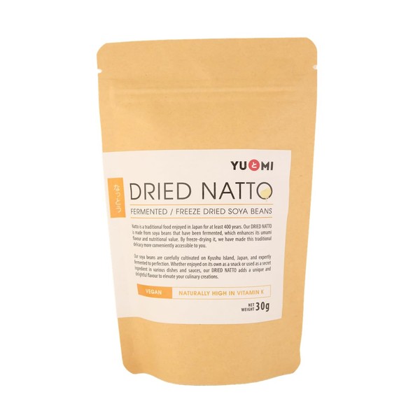 YU&MI Dried Natto - Freeze-Dried Fermented Soya Beans 30g / Vitamin K (K2 MK-7) / Nattokinase