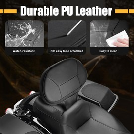 Hutexico Detachable Touring Rider Backrest, Adjustable Comfortable Driver Backrest Quick Release Plug-in For Harley 2009-2024 Touring CVO Road Glide Street Glide Electra Glide Road King Ultra (Black)