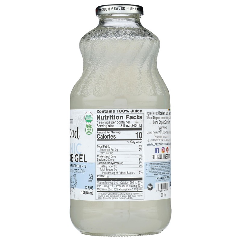 Lakewood, Organic Aloe Vera Gel Juice, 32 Oz