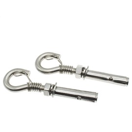 HAJXZH Expansion Hook 2Pcs M8 Heavy Duty Expansion Screw Bold Cup Concrete Brick Hook 304 Stainless Steel (with Spring Buckle)