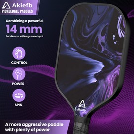 Akiefb Pickleball Paddles, Carbon Fiber Pickleball Paddle with a 14mm Polypropylene Honeycomb Core，Increased Power for Enhanced Spin & Control,Comfortable Style Grip (Starry Sky)