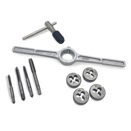 Autojack 10 Piece Metric Tap & Die Set Thread Renewing Repair Tool Kit, Alloy Steel Size M4 M5 M6 M8, for Cutting External and Internal Threads