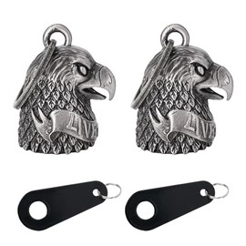 【2Pack】Motorcycle Bell w/Hanger Biker Bell Motorcycle Accessories For Good Luck Safe Riding Luck Key Chain Bell (Eagle & Live to Ride)