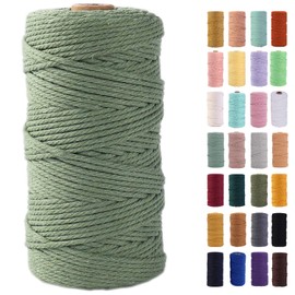MAOQIAN Avocado Green Macrame Cord 3mm x 109Yards,Colored Cotton Rope Colorful Cotton Cord Soft Craft Cord Twine for Wall Hanging Plant Hangers Crafts Decorative Projects