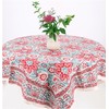 GURU SHOP Square Tablecloth, Handmade, Block Print Tablecloth - Red/Aqua,