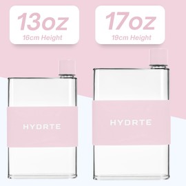 Hydrte | The Slim Water Bottle | Leakproof Flat Water Bottle | BPA Free Plastic | The Ultimate Handbag Water Bottle | Fits Into Any Bag (480ml, Champagne Pink)