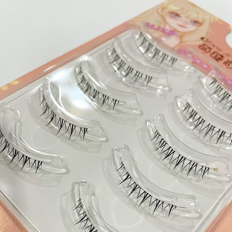 ZX07 False Eyelashes, Natural, 5 Pairs Popular Transparent Axis Soft