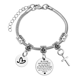 Christian Inspirational Gift for Women Cross Bracelet Bible Verse Gifts Encouragement Gifts for Friends Joshua 1:9 Jewelry Christian Gifts Religious Gifts Scripture Gifts for Birthday Christmas