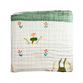 Boucle Home Baby Cotton Receiving Blanket, Rabbits Garden Pattern for Newborns and Toddlers, Large 43” x 43” Cover, 6-Layer Plush Softness for Infant Swaddling, Receiving, or Tummy Time, Shower Gift