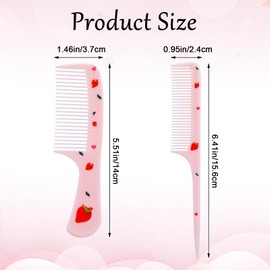 Qianyu Small Wide Tooth Comb Rat Tail Comb Fine Tooth Rat Tail Comb 8 Pcs Pink Strawberry Whale Cute Hair Comb Set Portable Anti-Static Travel Shower Hairdressing Hair Comb for All Hair Types