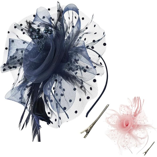 DRESHOW Fascinators Hat Tea Party Headwear Ribbons Feathers on a