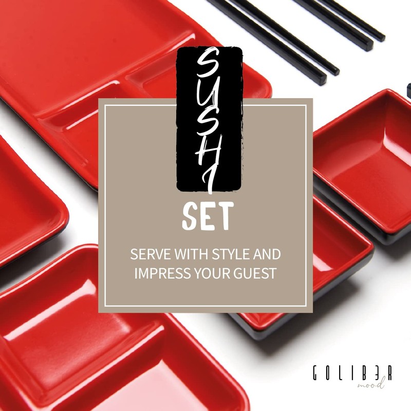 GOLIBER 8 Piece Japanese Style Sushi Plate Dinnerware Set -